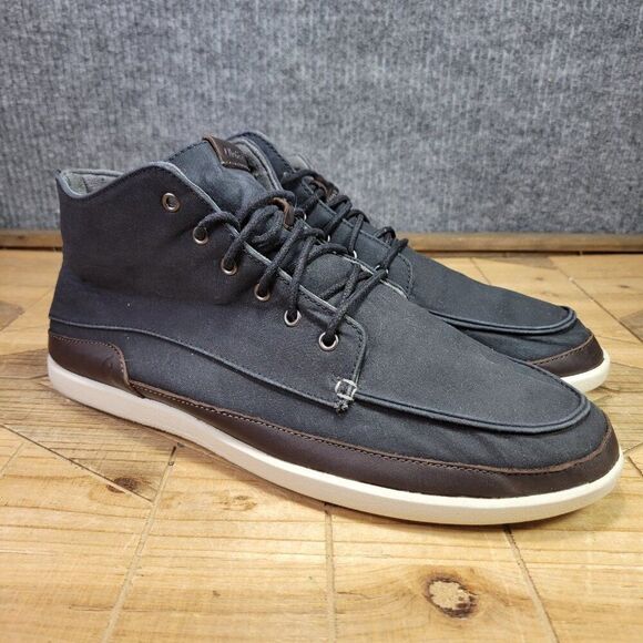 Olukai Nalukai Kapa Boot Men's 11 Lava Rock Black White Canvas Chukka Ankle Mid - Picture 1 of 10